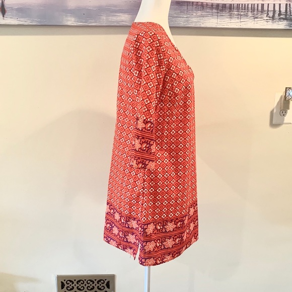 Old Navy Geometric Red 3/4 Sleeve Shift Dress - Picture 5 of 8